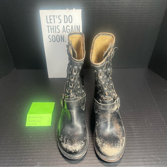 BNWOB Frye Distressed Studded Black Moto Short Boot 5.5M PRICE FIRM! NO OFFERS! - Picture 4 of 16